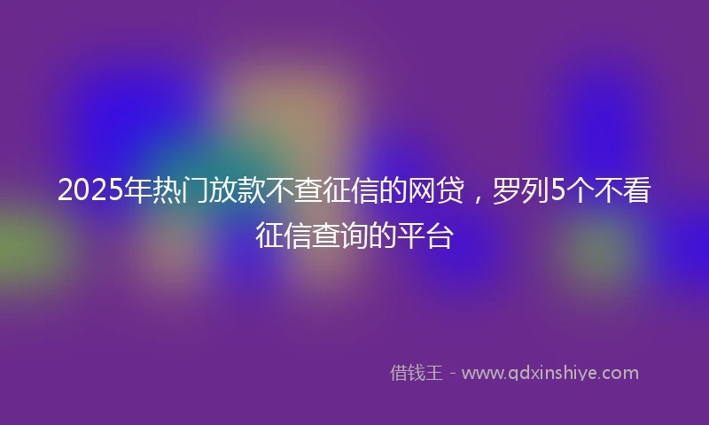 2025年热门放款不查征信的网贷，罗列5个不看征信查询的平台