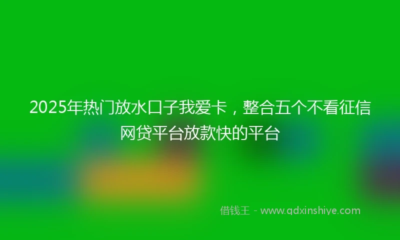 2025年热门放水口子我爱卡，整合五个不看征信网贷平台放款快的平台