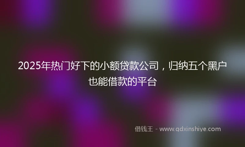 2025年热门好下的小额贷款公司，归纳五个黑户也能借款的平台