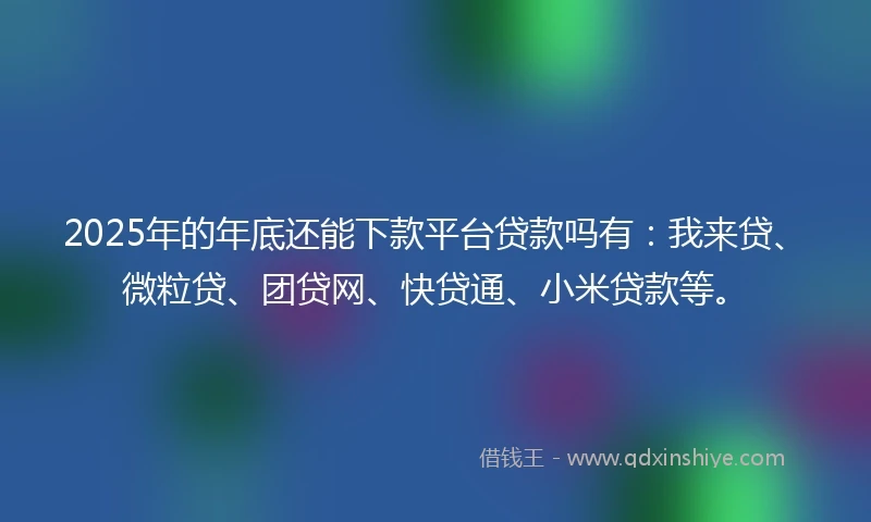 2025年的年底还能下款平台贷款吗有：我来贷、微粒贷、团贷网、快贷通、小米贷款等。