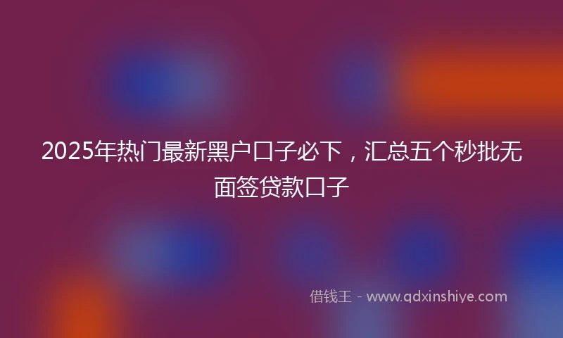 2025年热门最新黑户口子必下，汇总五个秒批无面签贷款口子