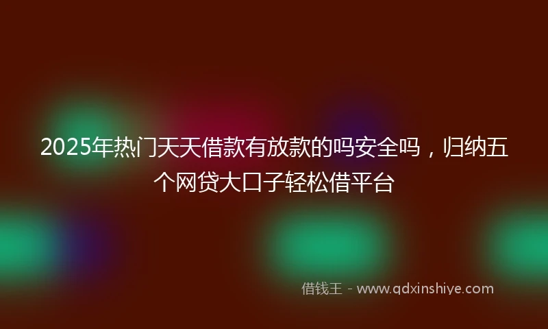 2025年热门天天借款有放款的吗安全吗，归纳五个网贷大口子轻松借平台