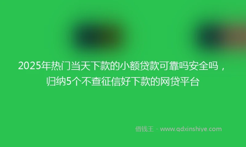 2025年热门当天下款的小额贷款可靠吗安全吗，归纳5个不查征信好下款的网贷平台