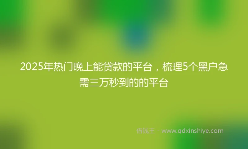 2025年热门晚上能贷款的平台，梳理5个黑户急需三万秒到的的平台