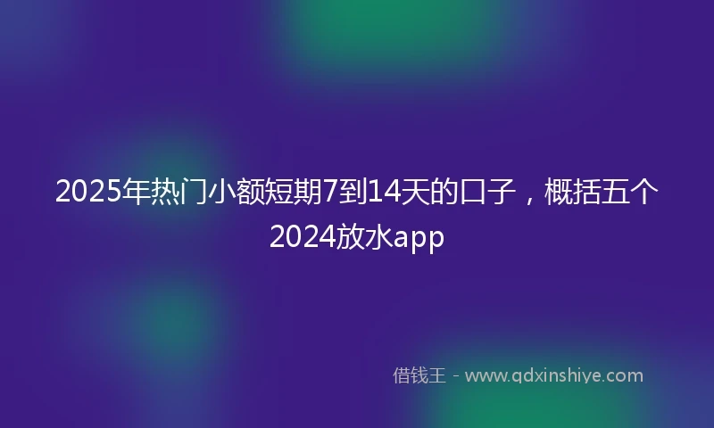 2025年热门小额短期7到14天的口子，概括五个2024放水app
