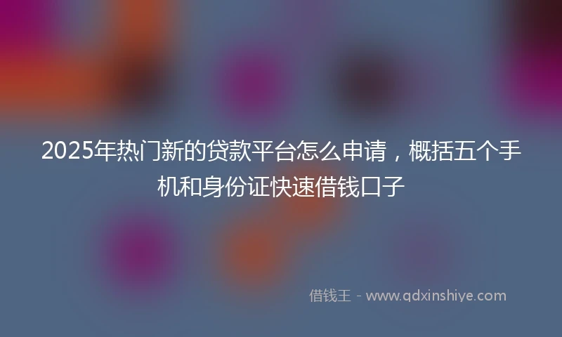 2025年热门新的贷款平台怎么申请，概括五个手机和身份证快速借钱口子