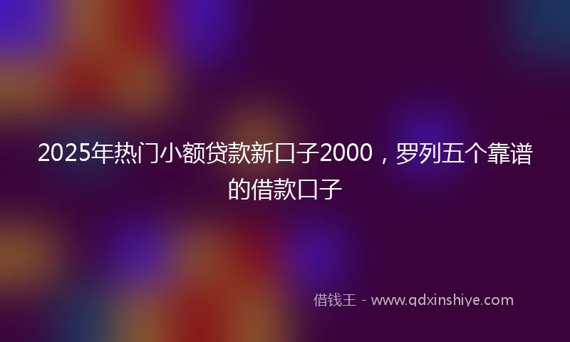 2025年热门小额贷款新口子2000，罗列五个靠谱的借款口子