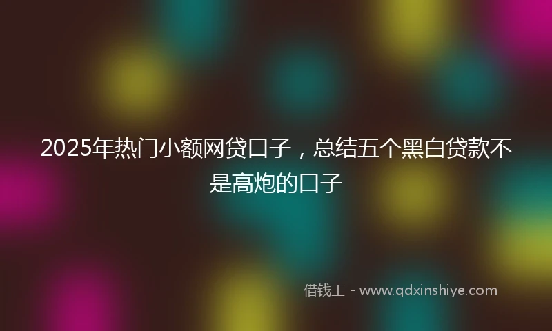 2025年热门小额网贷口子，总结五个黑白贷款不是高炮的口子