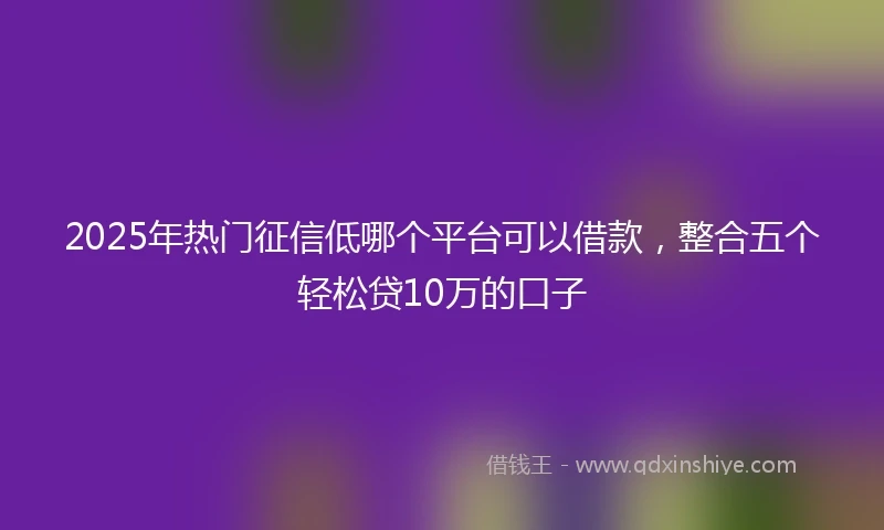 2025年热门征信低哪个平台可以借款，整合五个轻松贷10万的口子