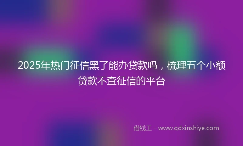 2025年热门征信黑了能办贷款吗，梳理五个小额贷款不查征信的平台