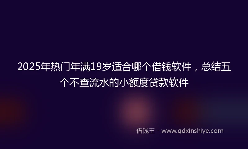 2025年热门年满19岁适合哪个借钱软件，总结五个不查流水的小额度贷款软件