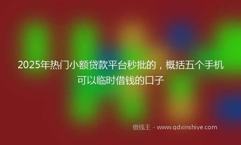 2025年热门小额贷款平台秒批的，概括五个手机可以临时借钱的口子