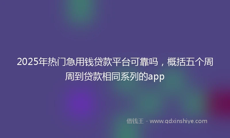 2025年热门急用钱贷款平台可靠吗，概括五个周周到贷款相同系列的app