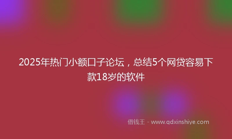 2025年热门小额口子论坛，总结5个网贷容易下款18岁的软件