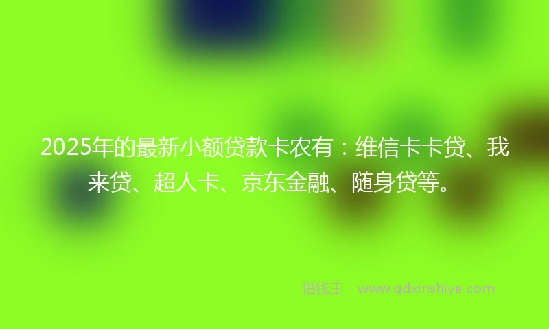 2025年的最新小额贷款卡农有：维信卡卡贷、我来贷、超人卡、京东金融、随身贷等。