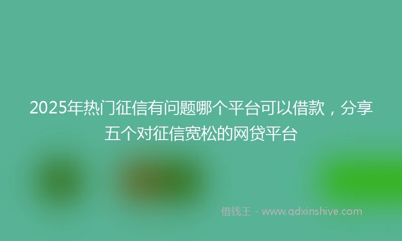 2025年热门征信有问题哪个平台可以借款，分享五个对征信宽松的网贷平台