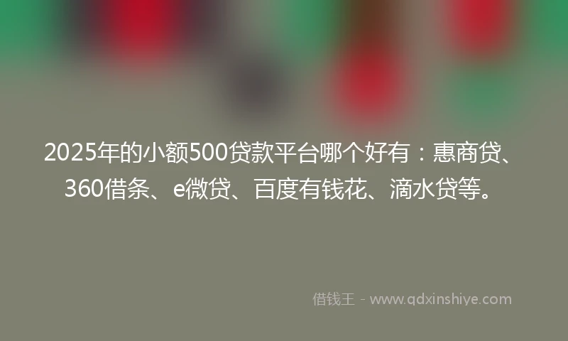 2025年的小额500贷款平台哪个好有：惠商贷、360借条、e微贷、百度有钱花、滴水贷等。