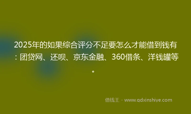 2025年的如果综合评分不足要怎么才能借到钱有：团贷网、还呗、京东金融、360借条、洋钱罐等。