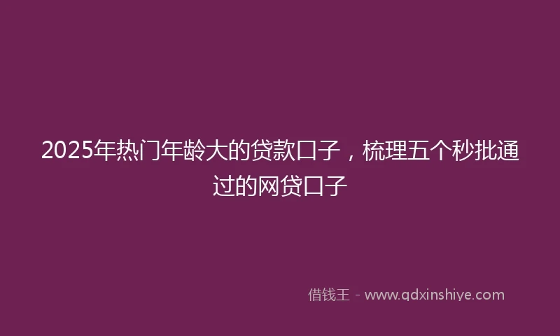 2025年热门年龄大的贷款口子，梳理五个秒批通过的网贷口子
