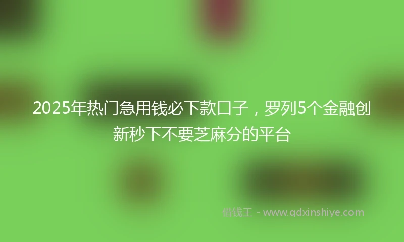 2025年热门急用钱必下款口子，罗列5个金融创新秒下不要芝麻分的平台