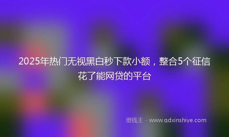 2025年热门无视黑白秒下款小额，整合5个征信花了能网贷的平台