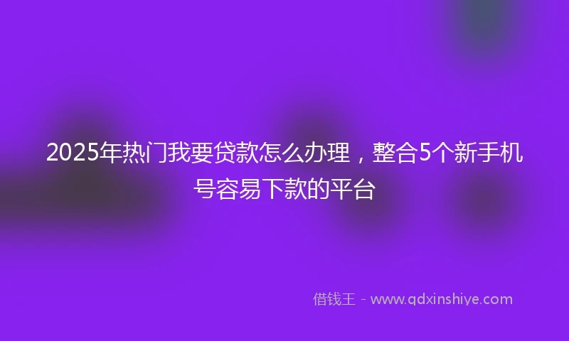 2025年热门我要贷款怎么办理，整合5个新手机号容易下款的平台