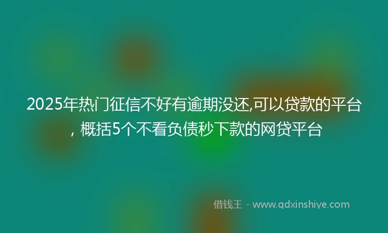 2025年热门征信不好有逾期没还,可以贷款的平台，概括5个不看负债秒下款的网贷平台
