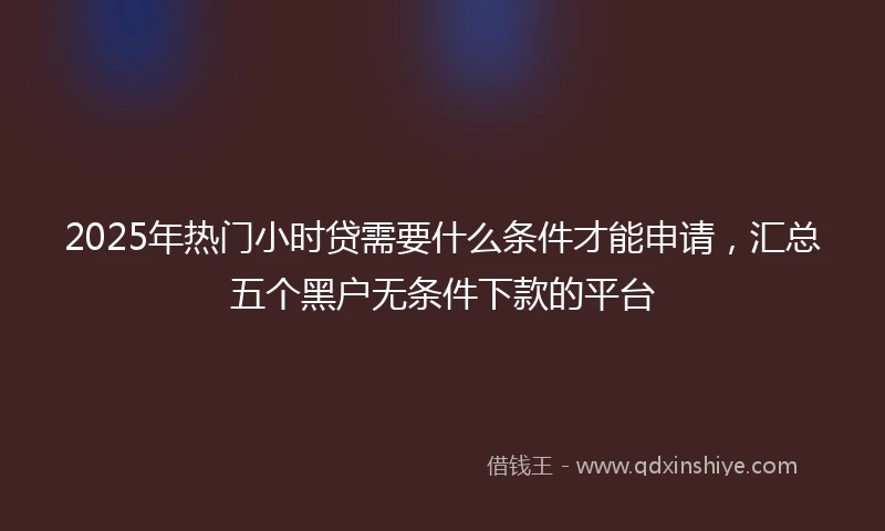 2025年热门小时贷需要什么条件才能申请，汇总五个黑户无条件下款的平台