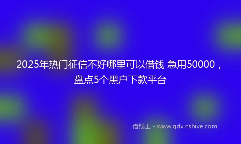 2025年热门征信不好哪里可以借钱 急用50000，盘点5个黑户下款平台