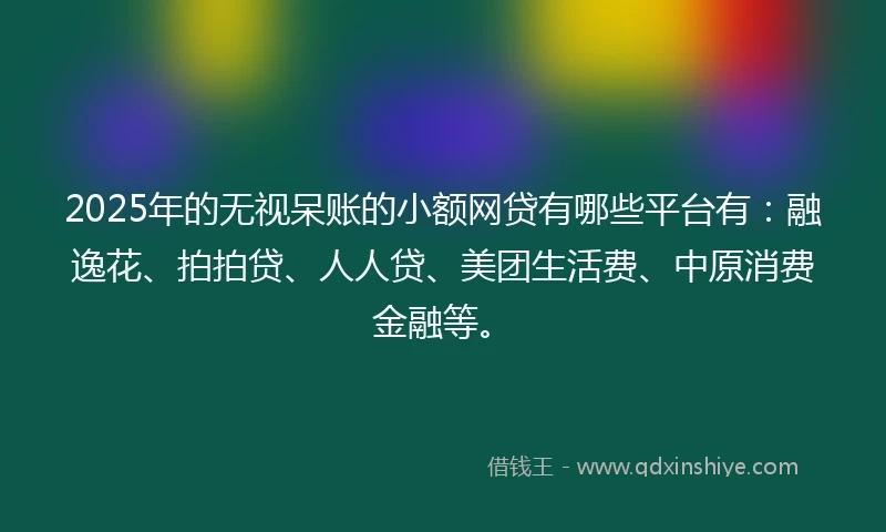 2025年的无视呆账的小额网贷有哪些平台有：融逸花、拍拍贷、人人贷、美团生活费、中原消费金融等。