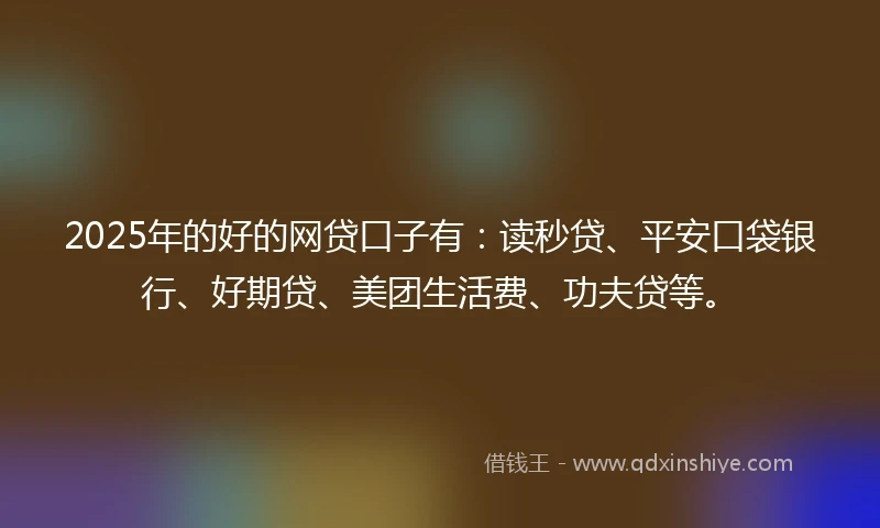 2025年的好的网贷口子有：读秒贷、平安口袋银行、好期贷、美团生活费、功夫贷等。