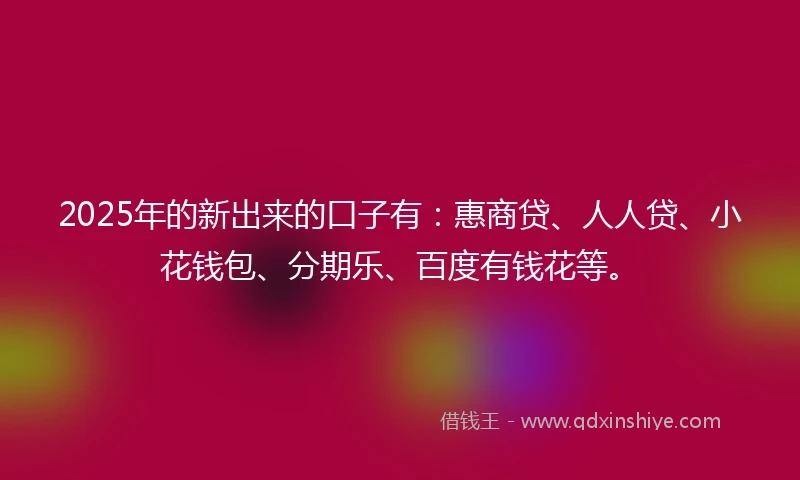 2025年的新出来的口子有：惠商贷、人人贷、小花钱包、分期乐、百度有钱花等。