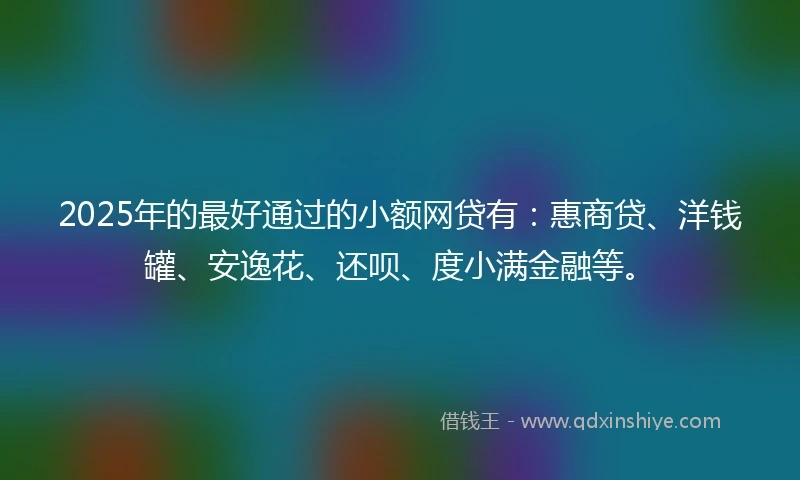 2025年的最好通过的小额网贷有：惠商贷、洋钱罐、安逸花、还呗、度小满金融等。