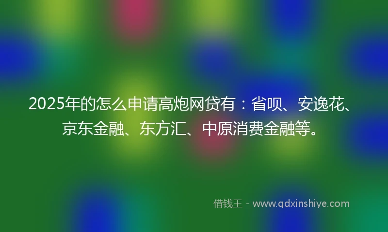 2025年的怎么申请高炮网贷有：省呗、安逸花、京东金融、东方汇、中原消费金融等。