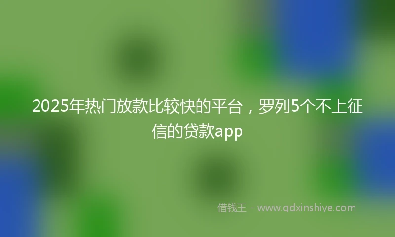 2025年热门放款比较快的平台，罗列5个不上征信的贷款app