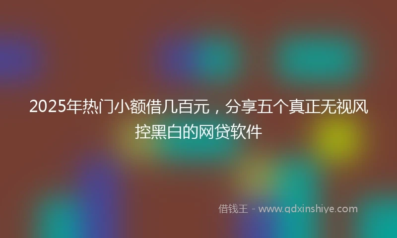 2025年热门小额借几百元，分享五个真正无视风控黑白的网贷软件