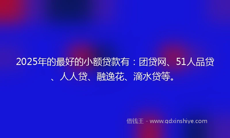 2025年的最好的小额贷款有：团贷网、51人品贷、人人贷、融逸花、滴水贷等。
