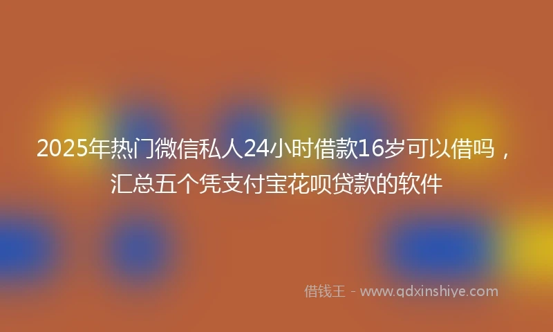 2025年热门微信私人24小时借款16岁可以借吗，汇总五个凭支付宝花呗贷款的软件