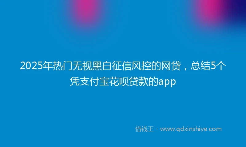 2025年热门无视黑白征信风控的网贷，总结5个凭支付宝花呗贷款的app