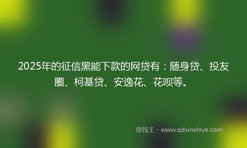 2025年的征信黑能下款的网贷有:随身贷、投友圈、柯基贷、安逸花、花呗等。