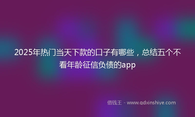 2025年热门当天下款的口子有哪些，总结五个不看年龄征信负债的app