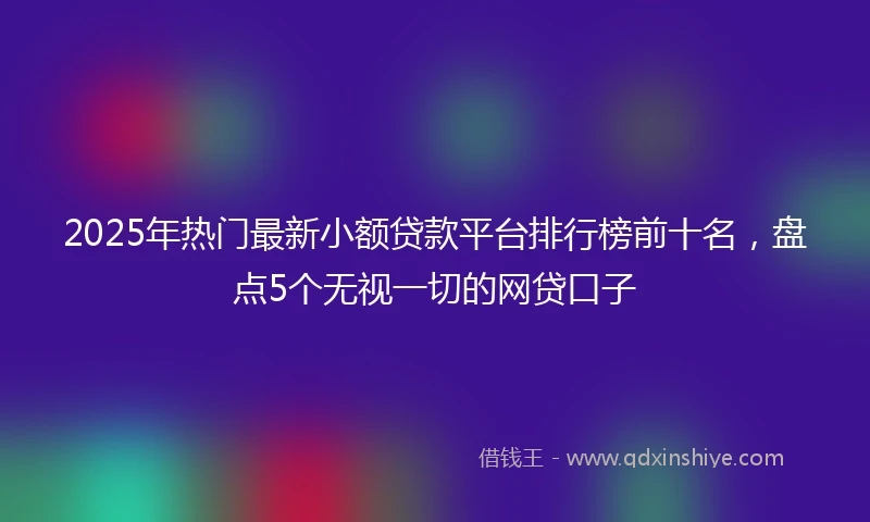 2025年热门最新小额贷款平台排行榜前十名，盘点5个无视一切的网贷口子