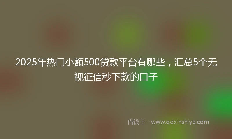 2025年热门小额500贷款平台有哪些，汇总5个无视征信秒下款的口子