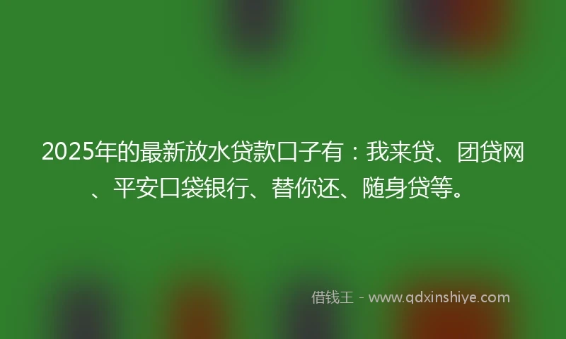 2025年的最新放水贷款口子有：我来贷、团贷网、平安口袋银行、替你还、随身贷等。
