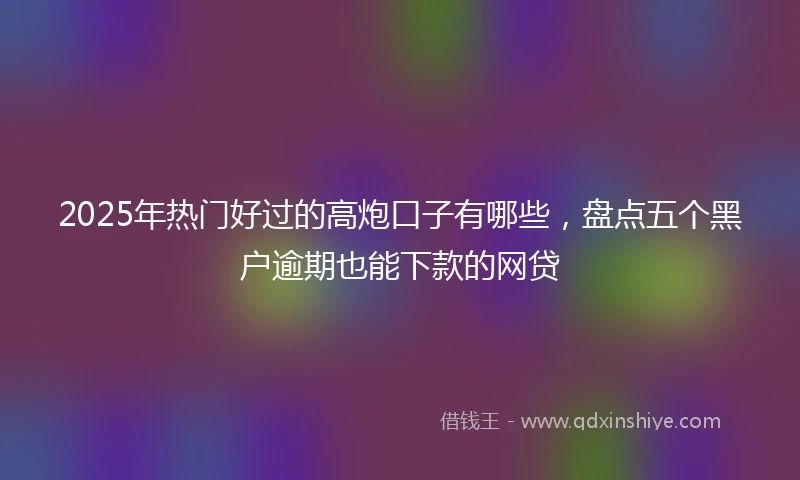 2025年热门好过的高炮口子有哪些，盘点五个黑户逾期也能下款的网贷