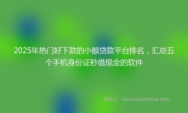 2025年热门好下款的小额贷款平台排名，汇总五个手机身份证秒借现金的软件