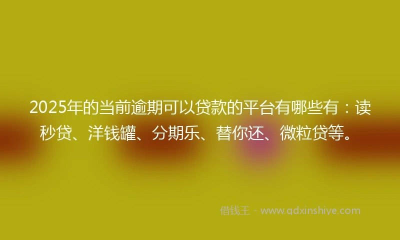 2025年的当前逾期可以贷款的平台有哪些有：读秒贷、洋钱罐、分期乐、替你还、微粒贷等。