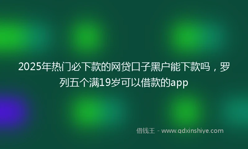 2025年热门必下款的网贷口子黑户能下款吗，罗列五个满19岁可以借款的app