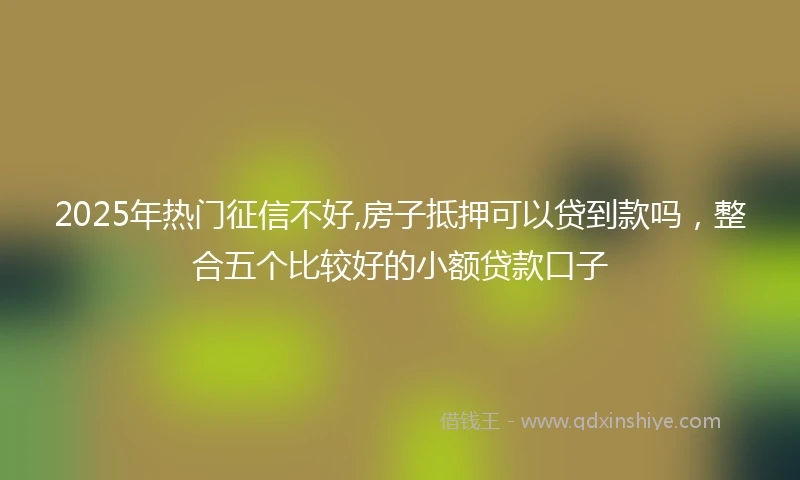 2025年热门征信不好,房子抵押可以贷到款吗，整合五个比较好的小额贷款口子