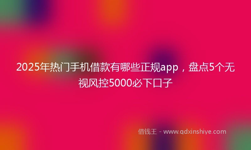 2025年热门手机借款有哪些正规app，盘点5个无视风控5000必下口子